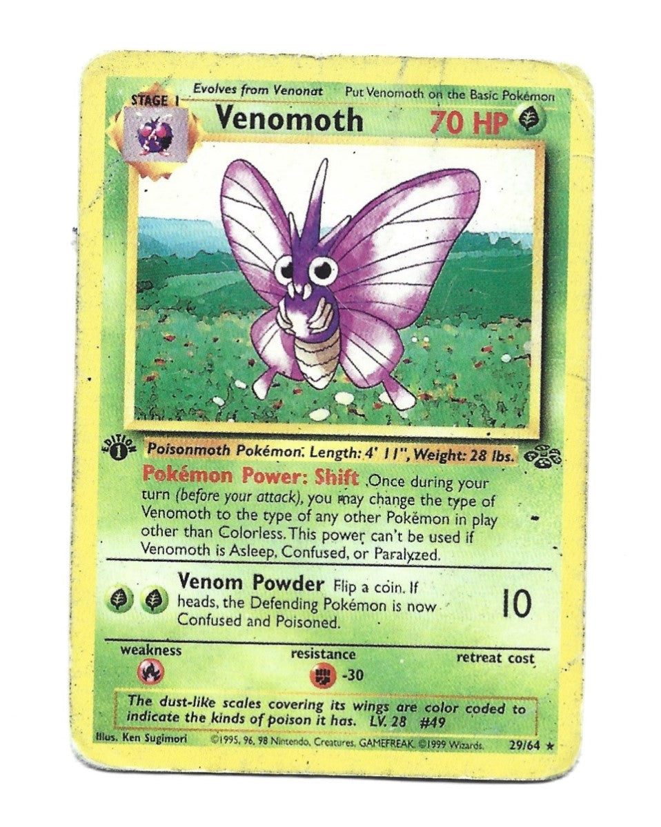 Venomoth 1st Edition Pokemon Jungle 29/64 Rare HP - Vintage