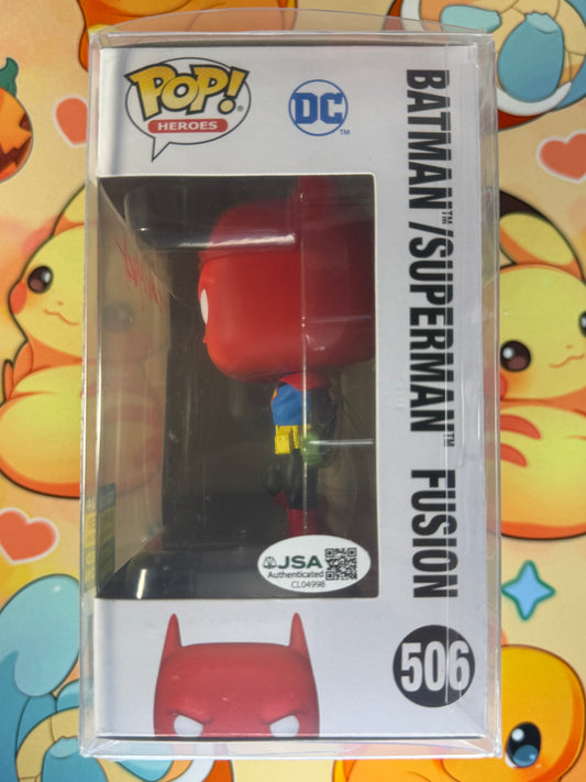 BATMAN/SUPERMAN FUSION 2024 SDCC EXCLUSIVE SHARED STICKER FUNKO POP FIGURE OFFICIAL CON STICKER - SIGNED BY DAN MORA IN RED