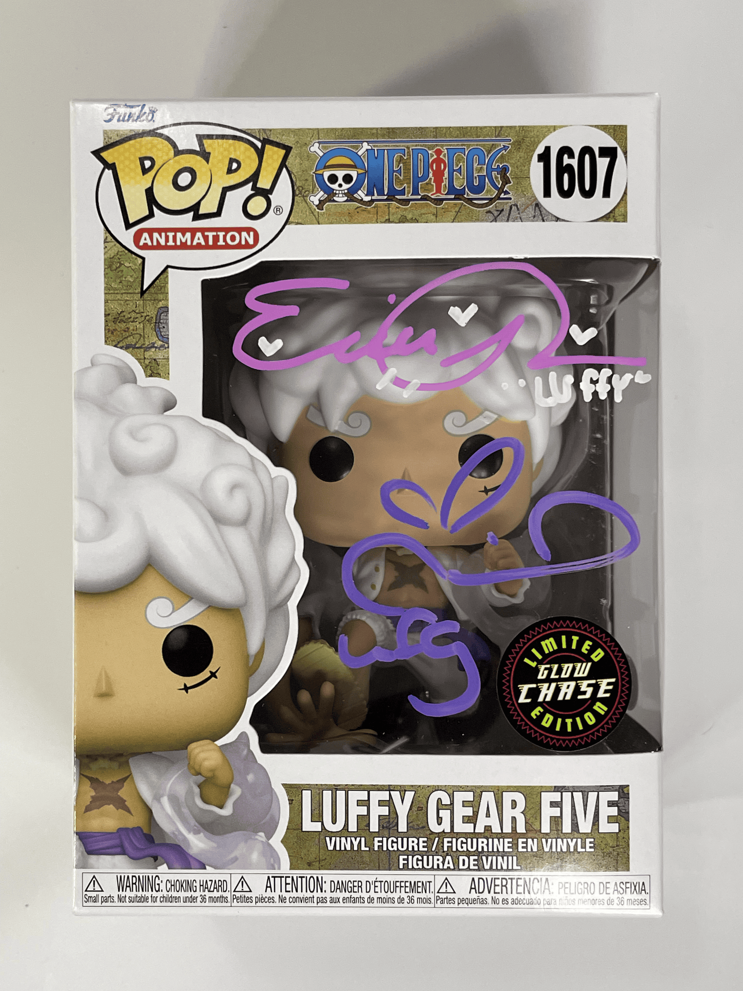 Pop! Animation One Piece Luffy Gear Five Chase Glow In The Dark #1607 Signed by Erica Schroeder & Colleen Clickenbeard
