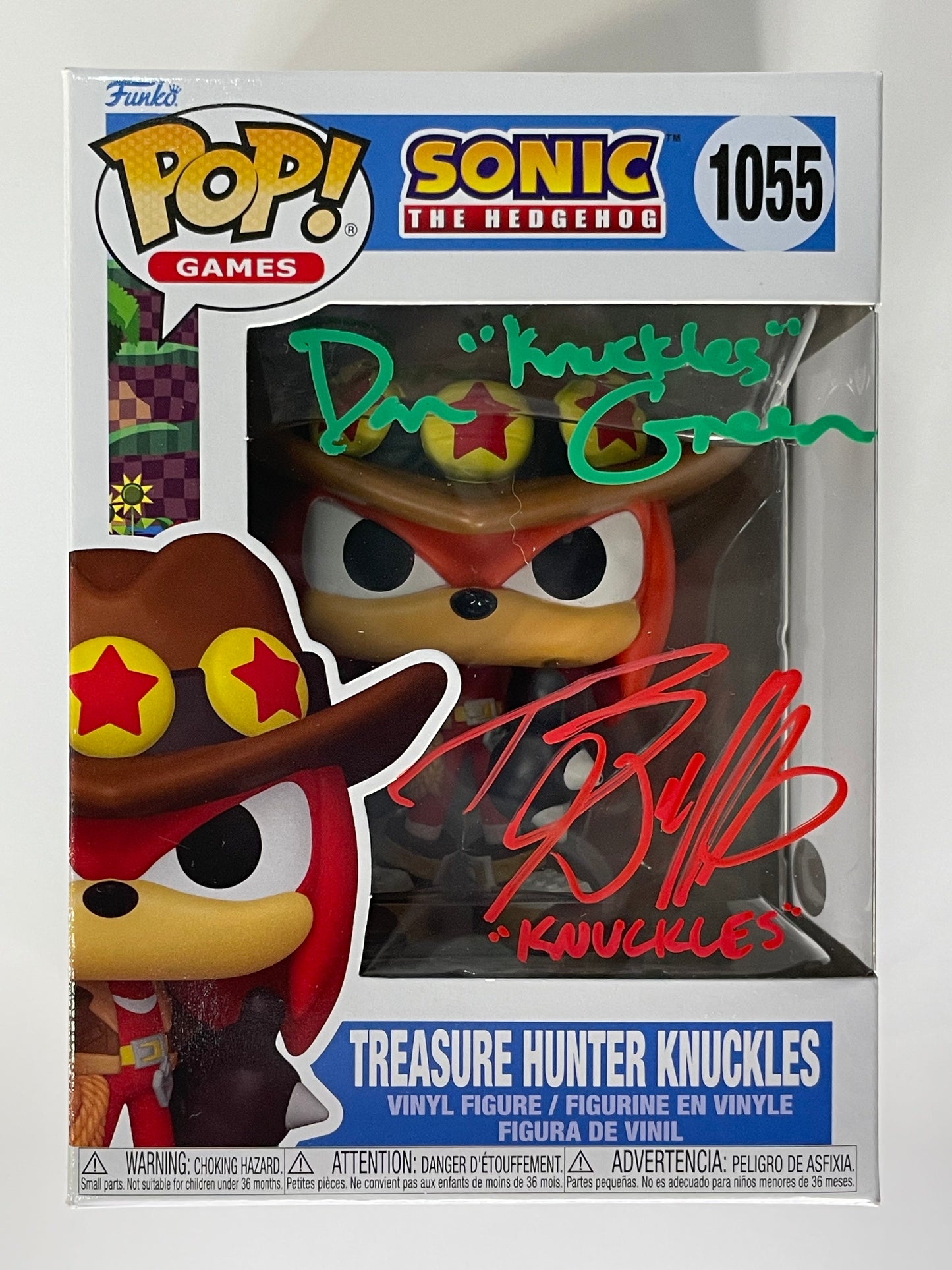 Pop Games Sonic The Hedgehog Treasure Hunter Knuckles #1055 Signed by Dan Green & Brian Drummond
