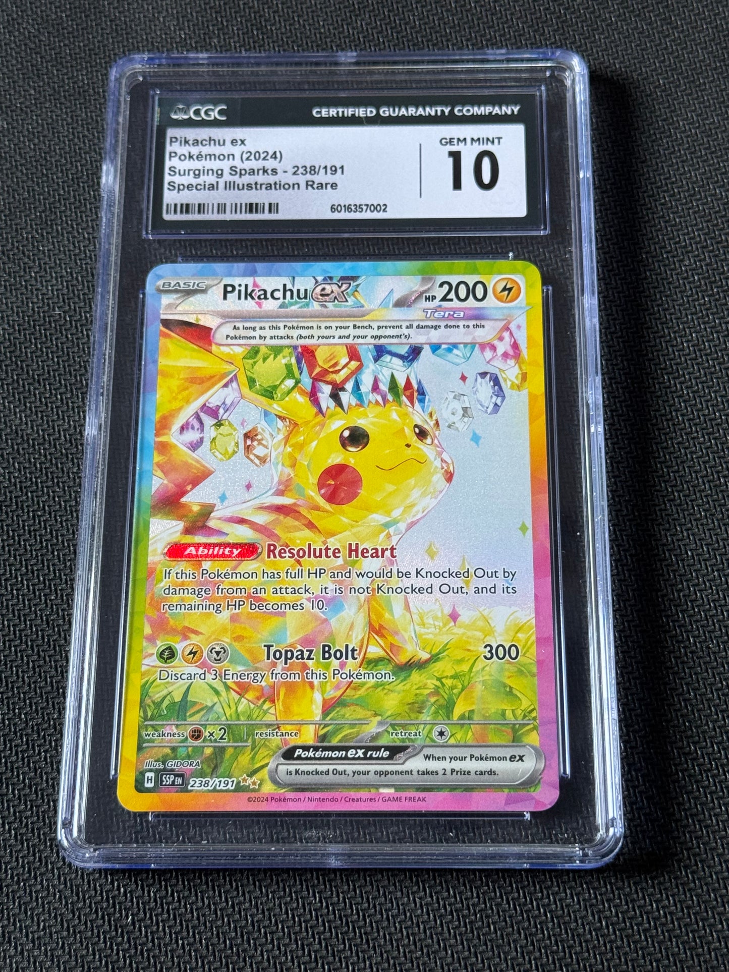 POKEMON TCG: PIkachu Ex : Surging Sparks - 238/191 CGC Gem Mint 10