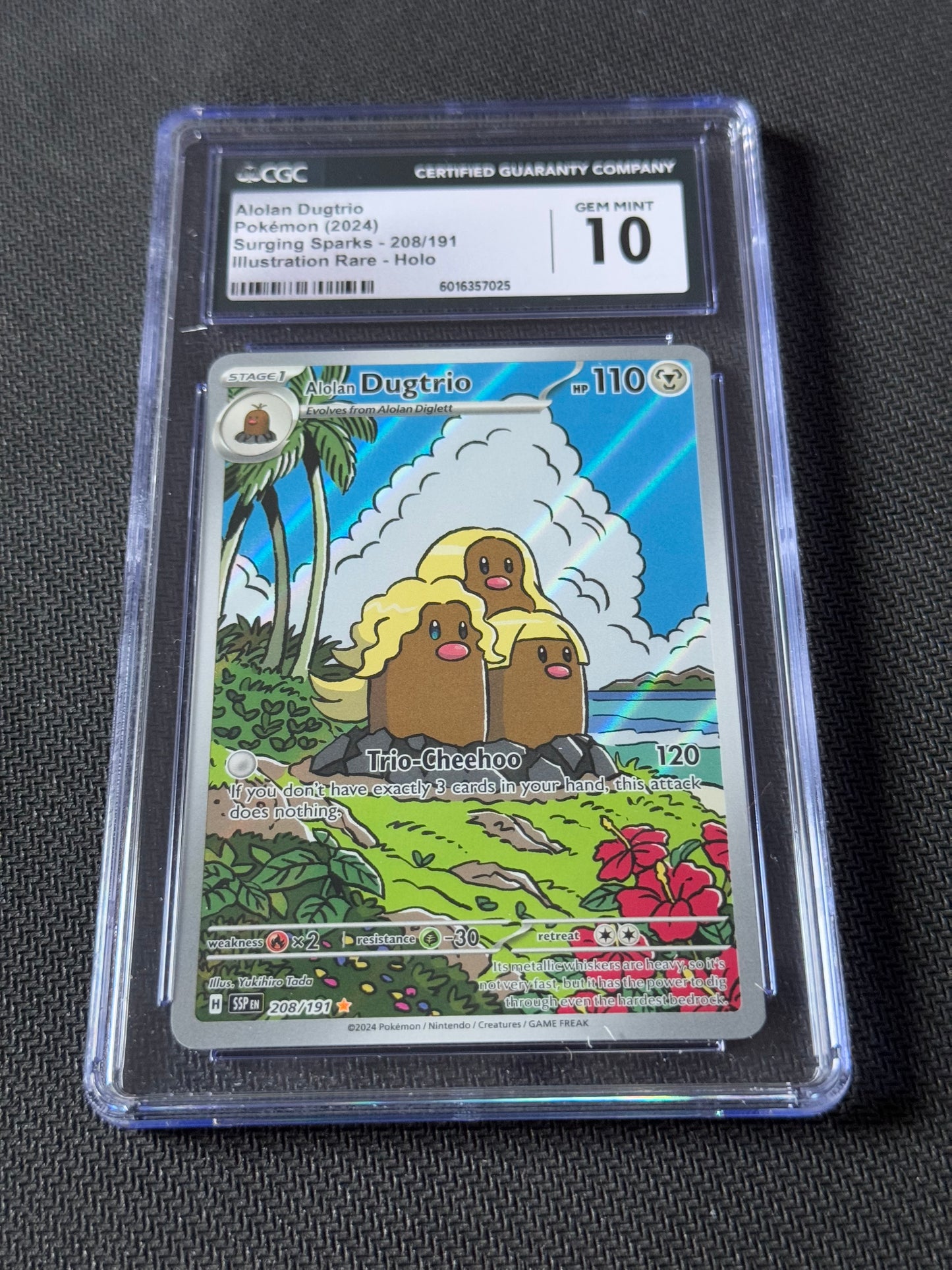 POKEMON TCG: Alolan Dugtrio: Surging Sparks - 208/191 CGC Gem Mint 10