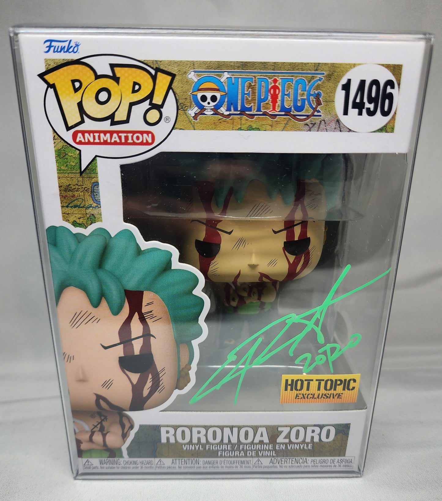 Pop Animation One Piece Roronoa Zoro #1496 Hot Topic Exclusive Signed