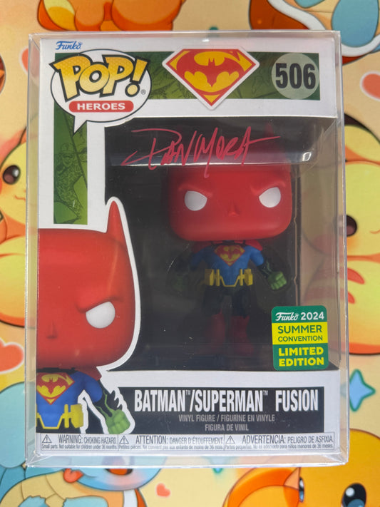 BATMAN/SUPERMAN FUSION 2024 SDCC EXCLUSIVE SHARED STICKER FUNKO POP FIGURE OFFICIAL CON STICKER - SIGNED BY DAN MORA IN RED