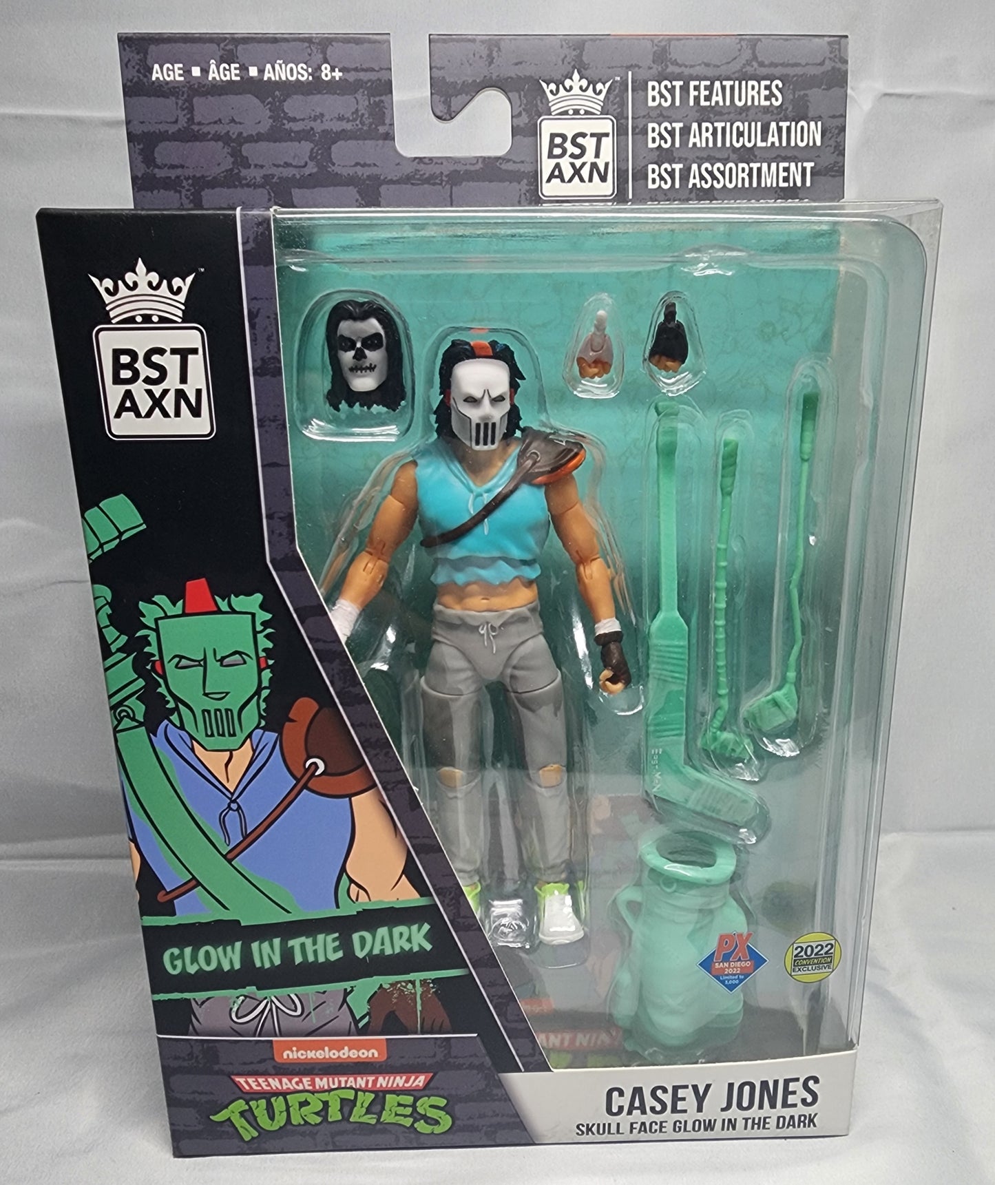 BST AXN Teenage Mutant Ninja Turtles Casey Jones Skull Face Glow in the Dark