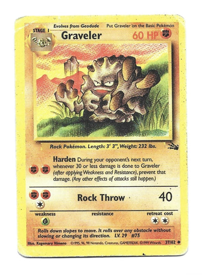 Graveler 37/62 Uncommon  Pokemon Fossil - MP - Vintage