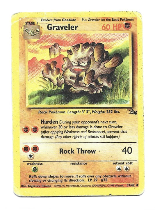 Graveler 37/62 Uncommon  Pokemon Fossil - MP - Vintage