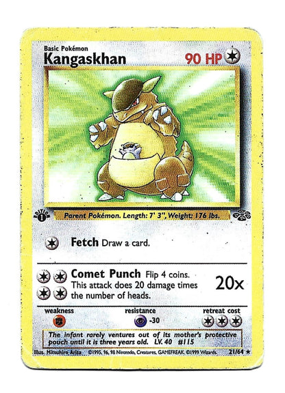 Kangaskhan Jungle 1st Edition Rare 21/64 HP - Vintage Pokemon Card