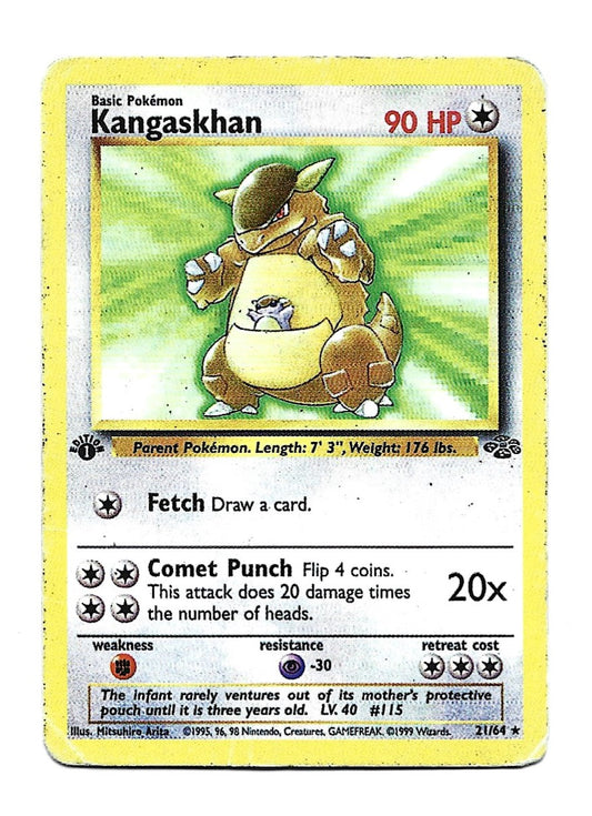 Kangaskhan Jungle 1st Edition Rare 21/64 HP - Vintage Pokemon Card