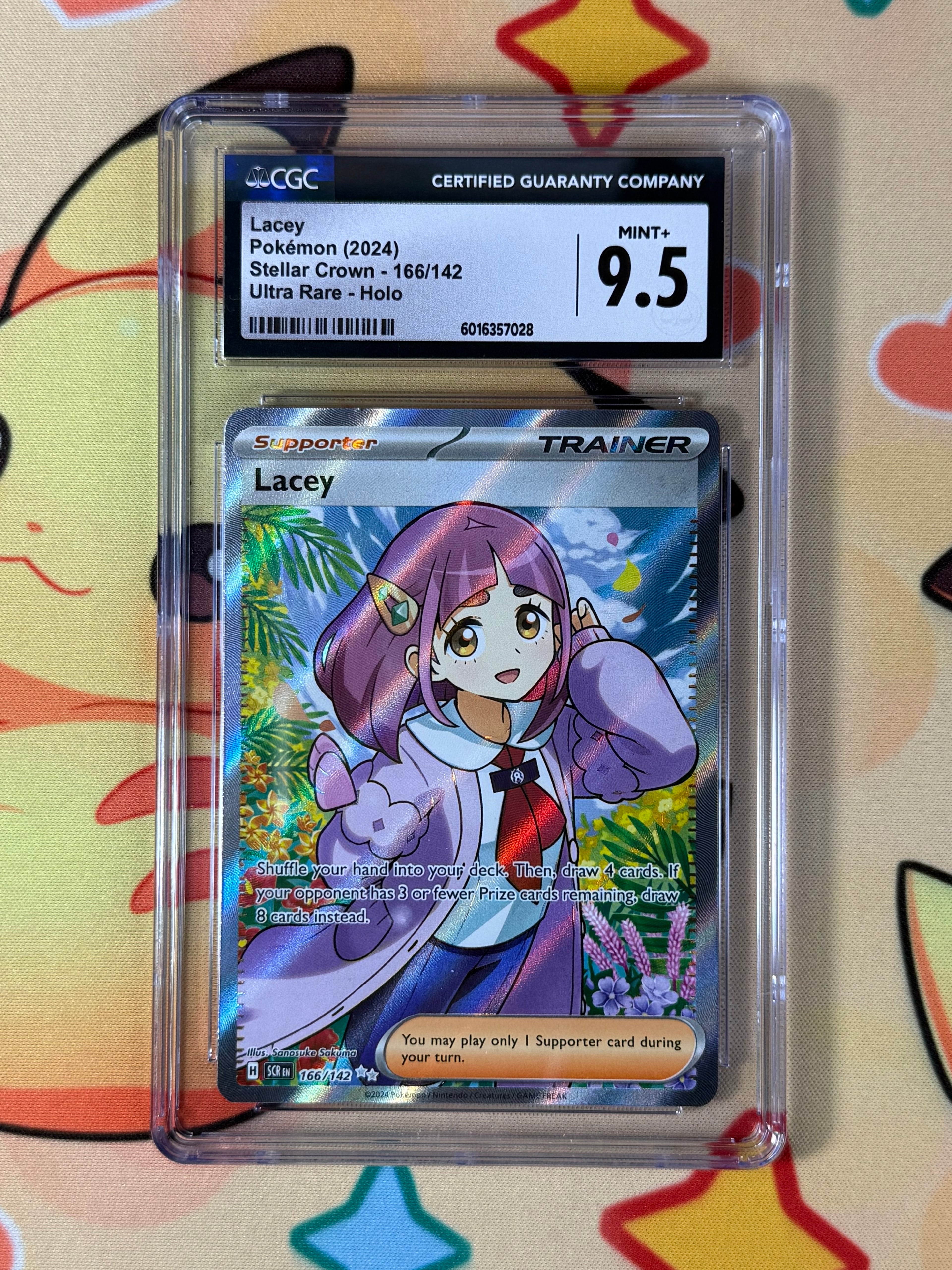 Pokemon Stellar Crown Lacey 166/142 CGC MINT + 9.5 Ultra Rare Holo