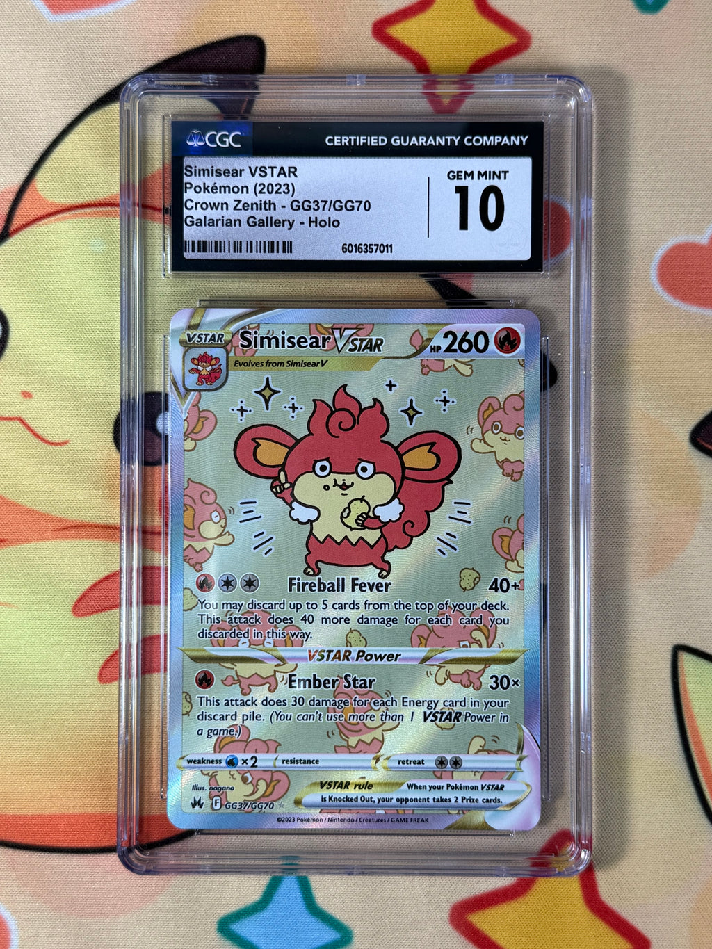 Pokémon Simisear VSTAR Crown Zenith GG37/GG70 CGC 10 Holo 2023