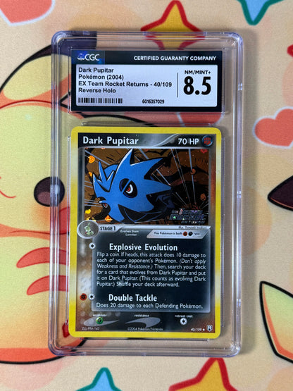 Pokemon Dark Pupitar EX Team Rocket Returns 40/109 Reverse Holo CGC 8.5