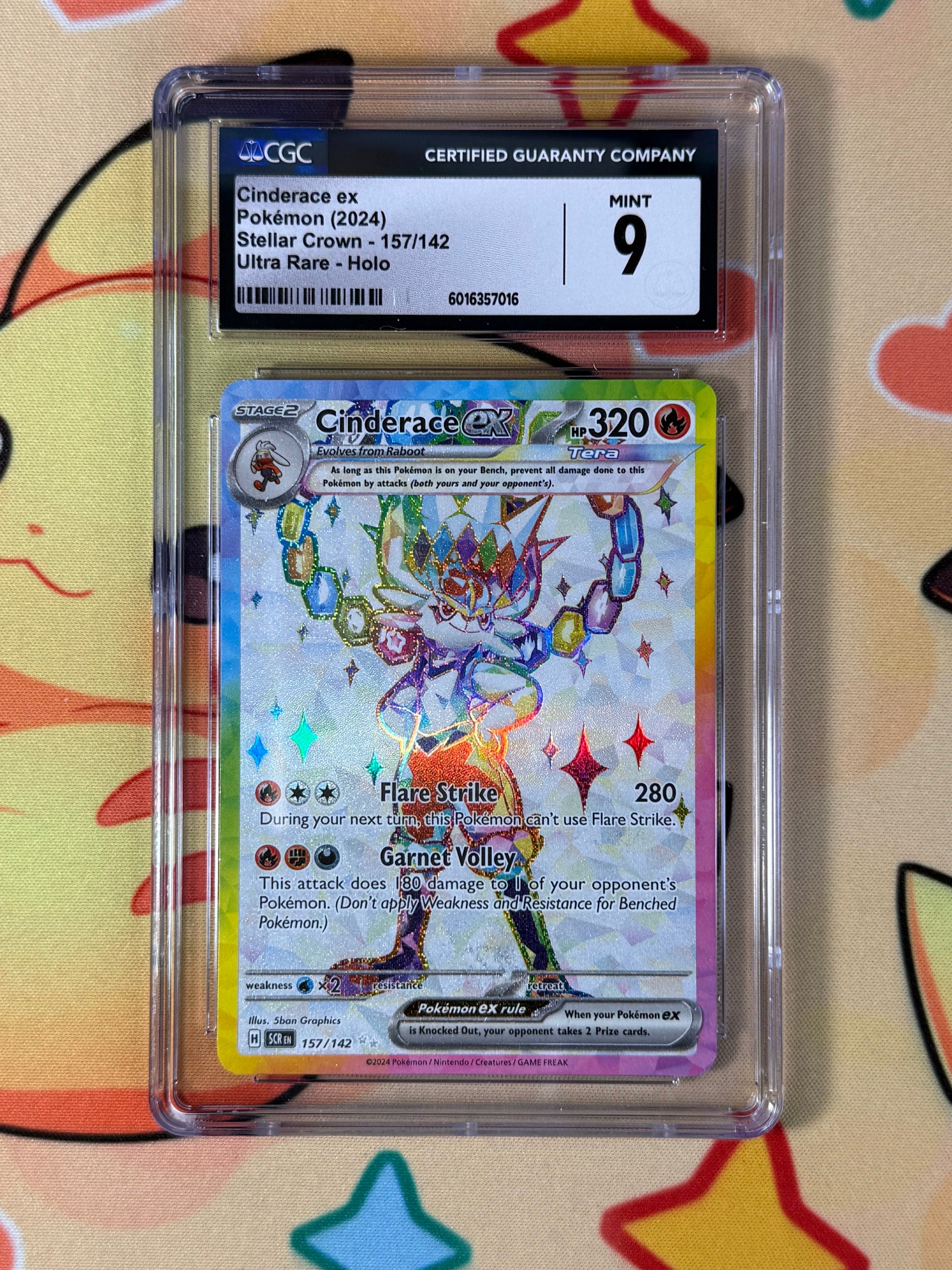 157 142 pokemon card Cinderace ex 157/142 Sv07: Stellar Crown Holo CGC 10 – Far Out Comics