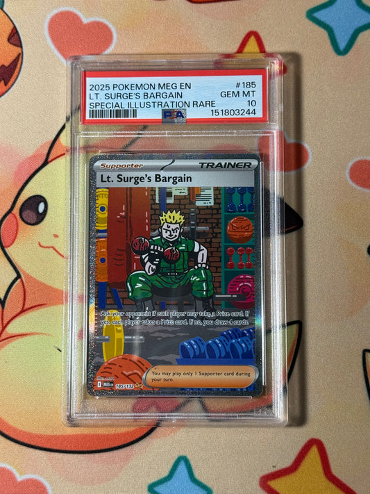 Lt. Surge's Bargain 185/132 Me01: Mega Evolution Holo - PSA 10