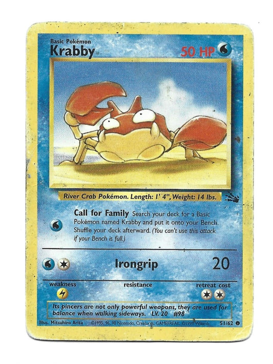 Pokemon TCG Fossil #51/62 Krabby HP - Vintage