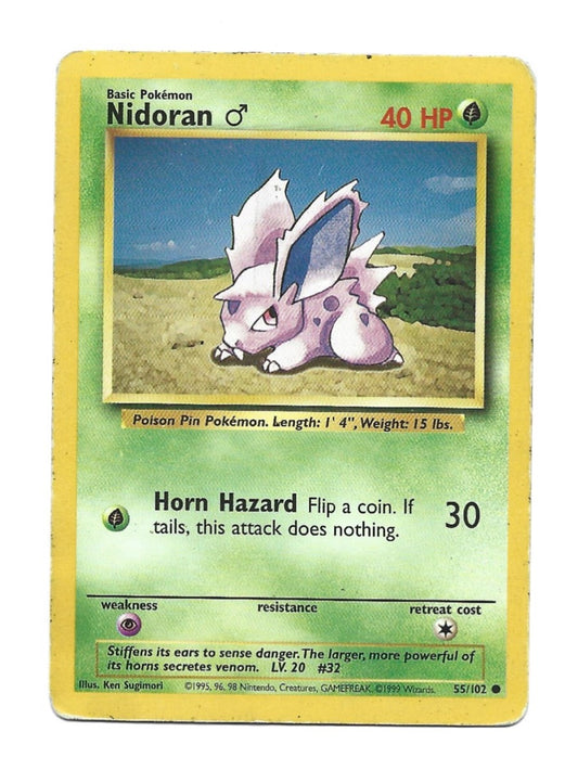 #055/102 Nidoran M Base Set Common (MP) - Vintage