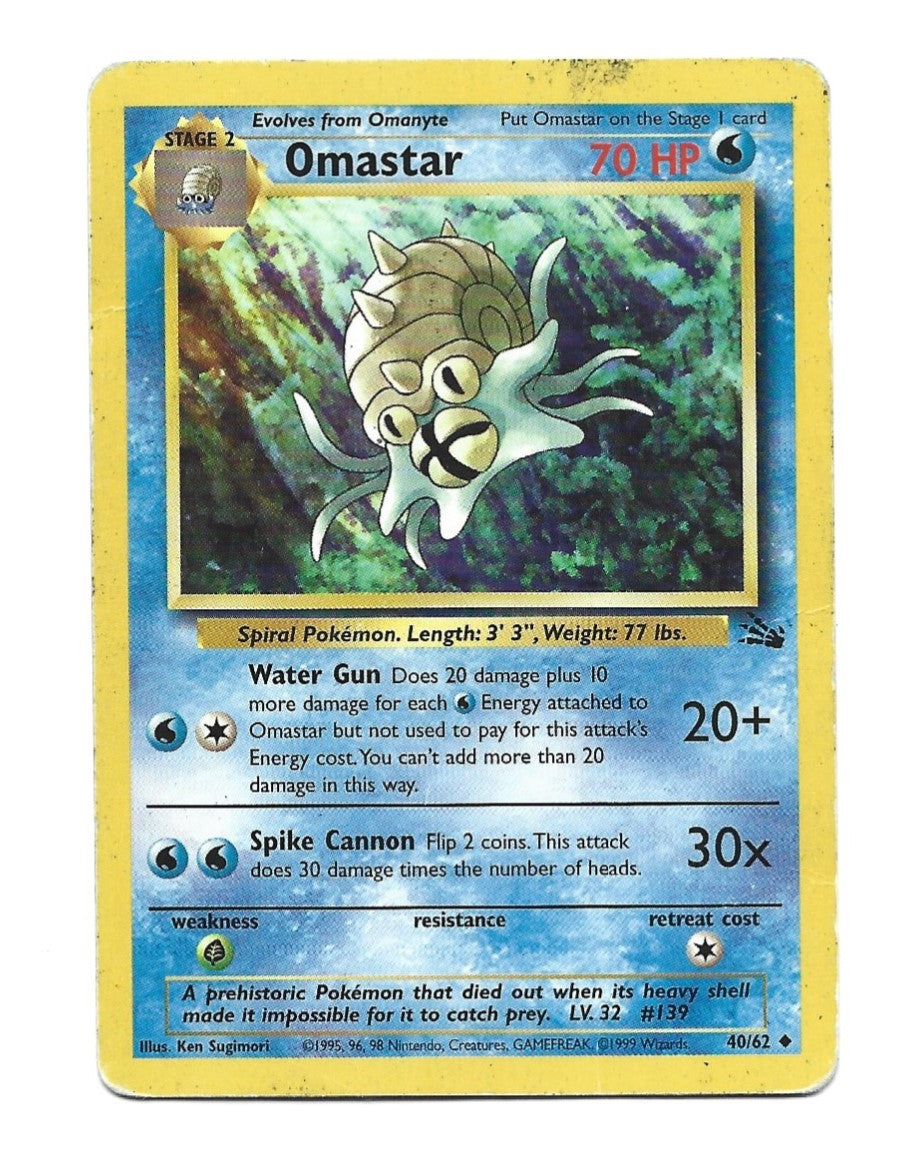 OMASTAR - 40/62 - Fossil - Pokemon Card - HP - Vintage