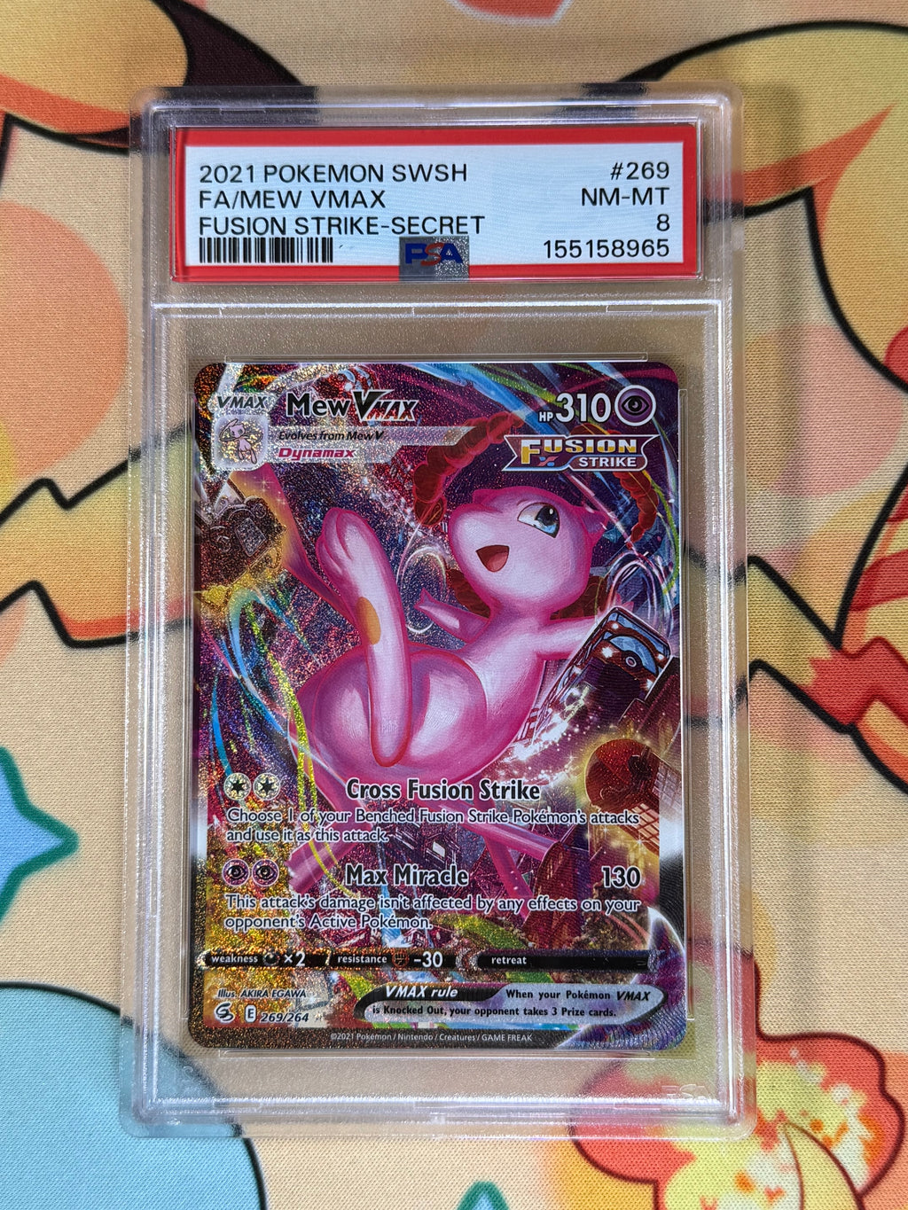 2021 Pokemon Sword & Shield Fusion Strike Mew VMAX FA -Secret PSA 8 269/264