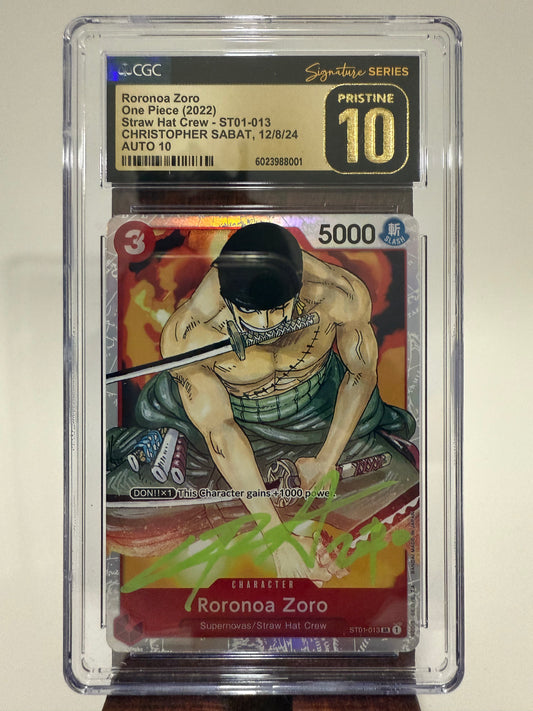 One Piece TCG: Roronoa Zoro : Straw Hat Crew - ST01-013 CGC Signature Series Pristine 10