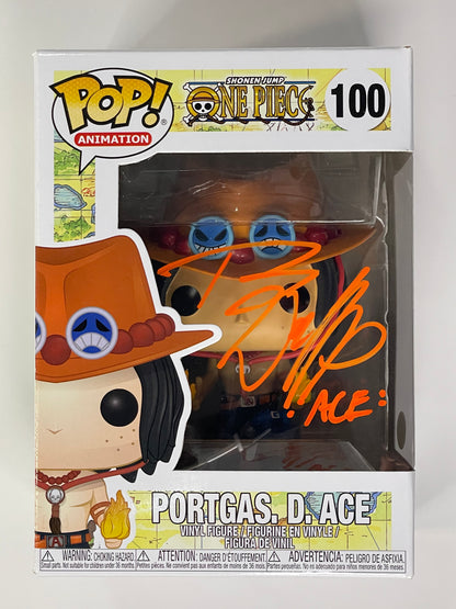 Pop Animation Shonen Jump One Piece Portgas. D. Ace #100 Signed by Travis Willingham