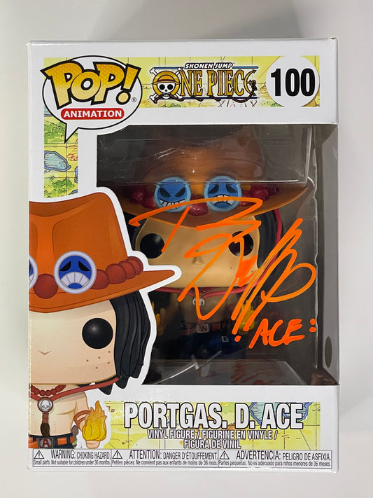 Pop Animation Shonen Jump One Piece Portgas. D. Ace #100 Signed by Travis Willingham
