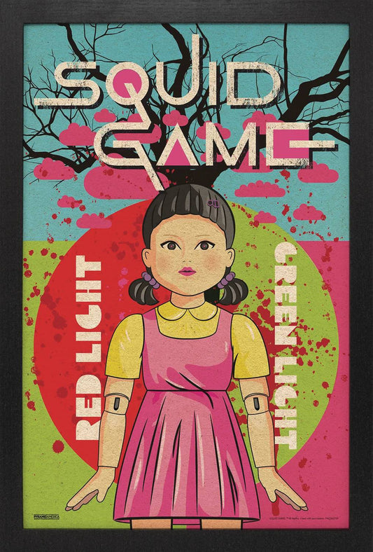 SQUID GAME RED LIGHT GREEN LIGHT 11X17 FRAMED POSTER