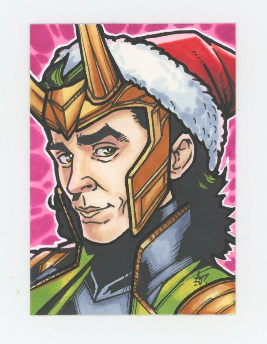 Christmas Marvel Loki Custom Art Card