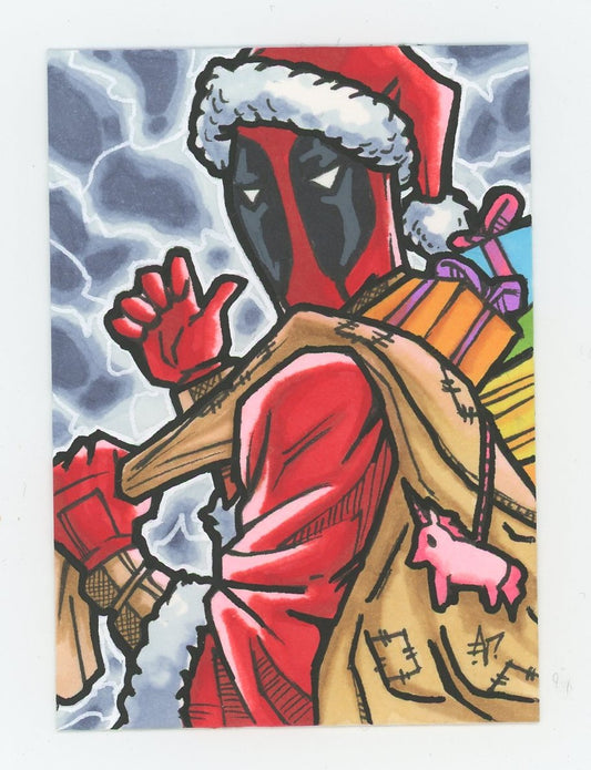 Christmas Marvel Deadpool Custom Art Card