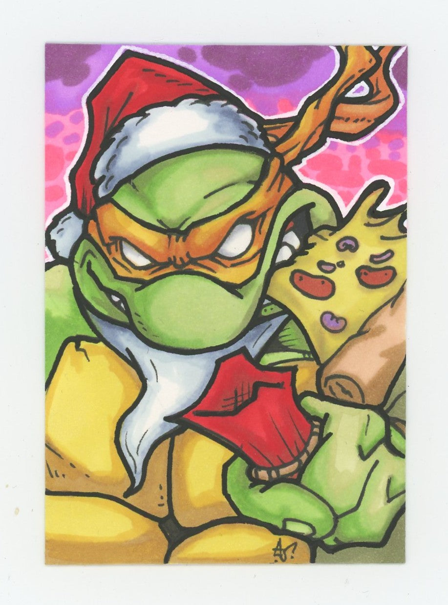 Christmas Tmnt Michelangelo Custom Art Card