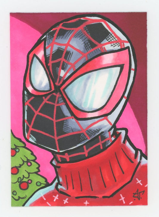 Marvel Spider-Man Miles Morales Christmas Custom Art Card