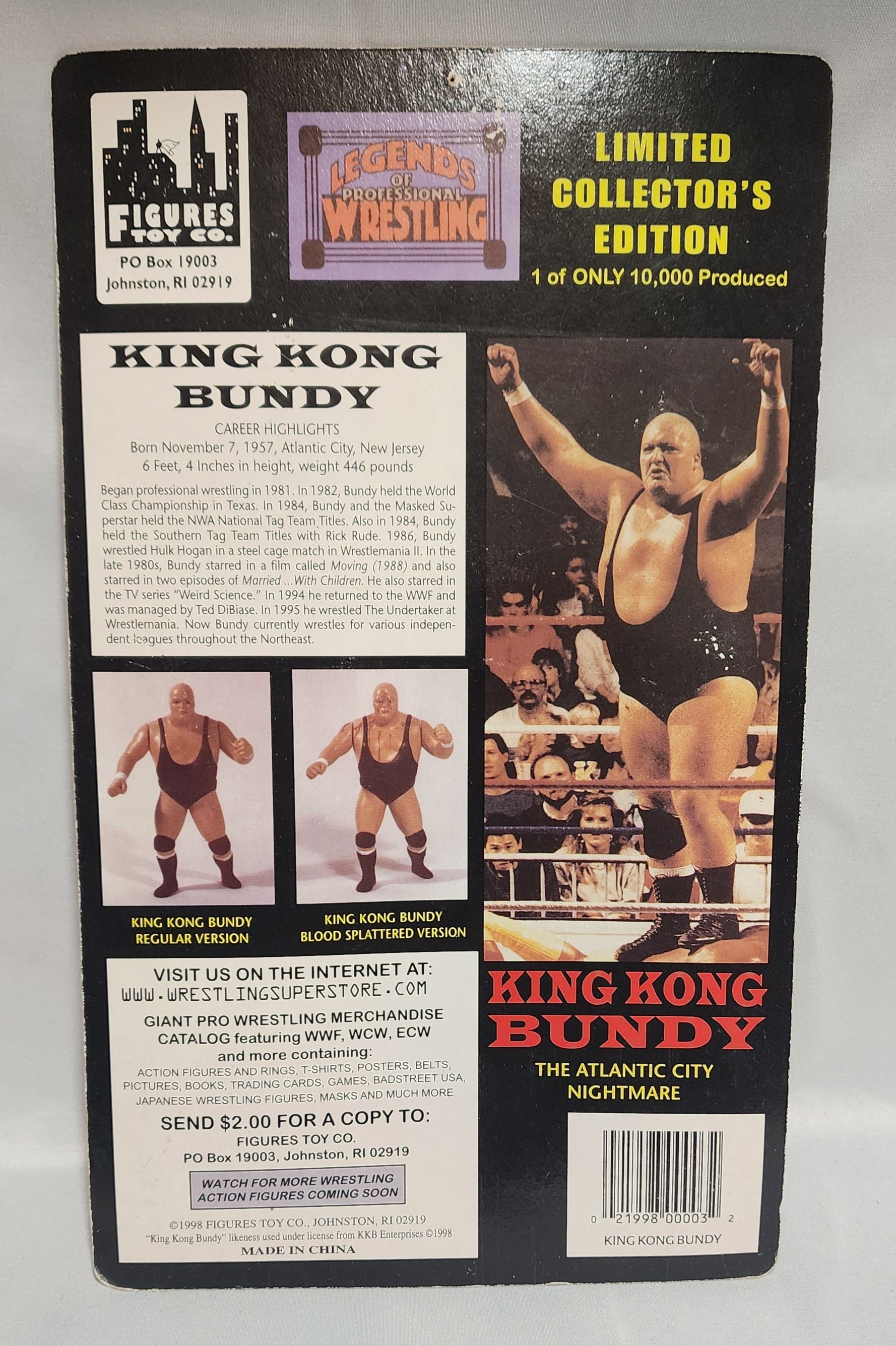 Legends of Professional Wrestling King Kong Bundy Action Figure Signed